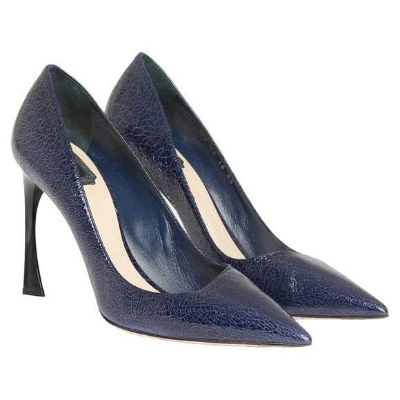 2013 Blue Cracked Patent Leather Preowned Songe Pumps - Picture 2 of 5
